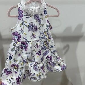 Janie and Jack purple and White Floral Dress, matching purple cardigan